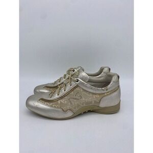 Nero Giardini Women's Metallic Silver Leather Lace Up Sneakers Shoes Size 39